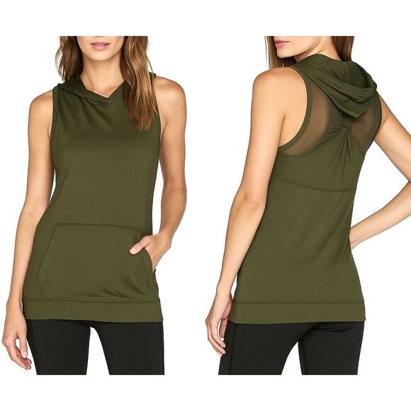ALALA Twist Back Hooded Tank Top in Army Green Size S - Picture 1 of 11